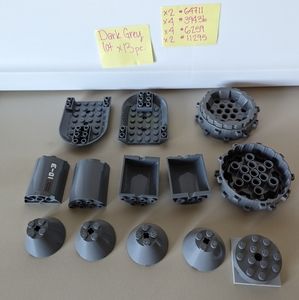 LEGO LOT OF 13 pieces grey vehicle bricks 64711 39436 6259 11295 wheels cones